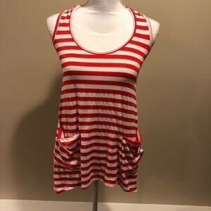 Ella Moss Red & White Striped Tank Top